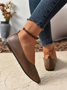 Của phụ nữ Đúng mốt Và Thoải mái Kích thước lớn Pointed Toe Giày phẳng Đối với Mặc hàng ngày - màu nâu - Xem 2