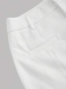 Firerie Của phụ nữ Mùa hè Hằng ngày Commute Đơn giản & Thanh lịch Văn phòng Phong cách Màu thuần Eo cao Quần short - trắng - Xem 6