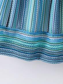 SHEIN Young Girl Multicolor Braided Striped Casual Mid-Length Skirt For Beach Vacation - Multicolor - View 4