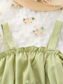 2pcs/Set Baby Girl Cute Ruffled Strap Bodysuit For Summer