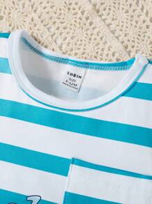 Baby Boy Cartoon Monster Print Top And Shorts Set - Multicolor - View 4