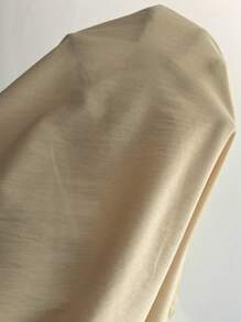 Chiquease 純色蝙蝠袖褶皺腰帶連身裙 - 杏色 - 查看 5