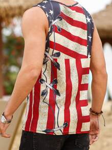 Manfinity LEGND Áo ba lỗ không tay cổ chữ V họa tiết đại bàng thường ngày họa tiết Americana nhiều màu sắc cho nam, đi chơi, chồng - Nhiều màu - Xem 2
