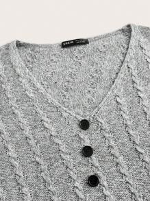 SHEIN LUNE Slim-Fit Long Sleeve Button Detailing Dress