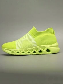 男士滑入式運動鞋,輕巧休閒圓頭街頭風格大學時尚運動鞋 - 綠色 - 查看 5