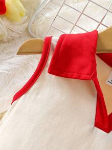 Baby Girl Colorblock Tank Top And Cherry Embroidery Skirt Set - Blue - View 4