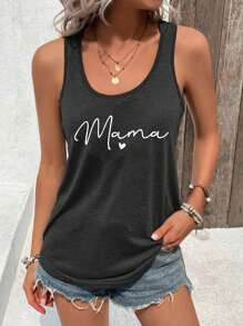 INAWLY Top De Tanque Para Mujer Con Letras Y Corazones Impresos Para El Día De La Madre, Adecuado Para Uso Casual O Para Vacaciones