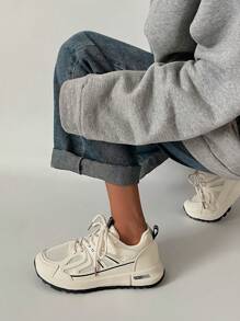 SRSOO 2025 新款学生运动鞋，休闲复古硫化运动鞋，百搭学院风厚底女式 Gump 鞋 - 米色 - 查看 6