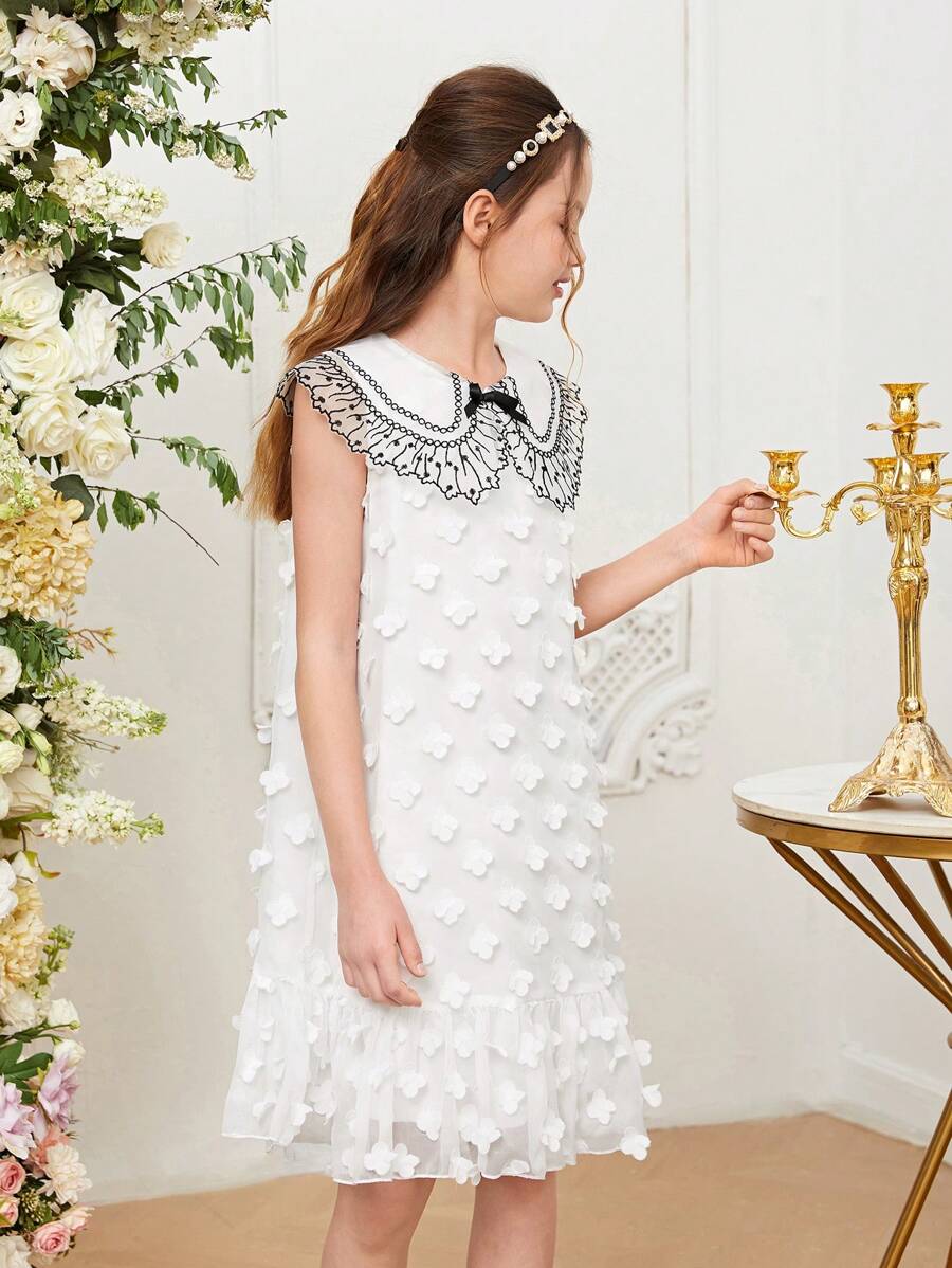 SHEIN Robe col claudine fleurie ?�l?�gante et charmante pour jeunes filles de coll?�ge | Mode en 