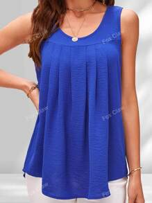 Plus Women's Crew Neck Ruched Tank Top