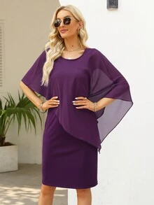 Chal De Color Sólido Para Mujeres Y Vestido Elegante - Morado - View 3