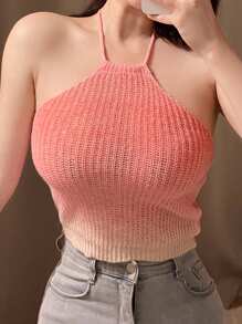 DAZY Của phụ nữ Biến đổi dần Áo len dệt kim Với Dây đeo Và Cái cổ Treo Thiết kế - Hồng - Xem 5