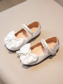 Children's Flat Shoes For Girls, Cute Princess Style Leather Shoes - White - View 2