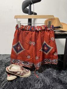 Women's Western Style Retro Casual Geometric Print Shorts - Multicolor - View 2