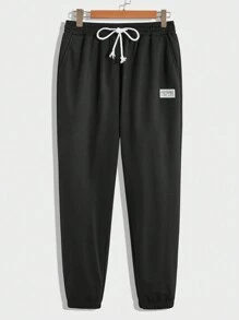 GENTILAND Men's Letter Logo Short Sleeve Knitted T-Shirt And Long Pants Set - Khaki - View 4