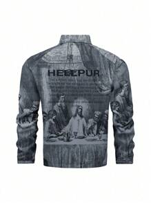 Manfinity LEGND Men's Digital Print Jacket - Dark Grey - View 2