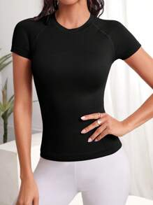 SHEIN Sport Studio Top sportivo tagliato con stampa effetto spazio e schiena aperta