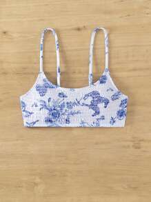 Swim Mod Women's Summer Beach Floral Print Bandeau Bikini Top