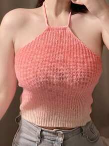 DAZY Của phụ nữ Biến đổi dần Áo len dệt kim Với Dây đeo Và Cái cổ Treo Thiết kế - Hồng - Xem 4