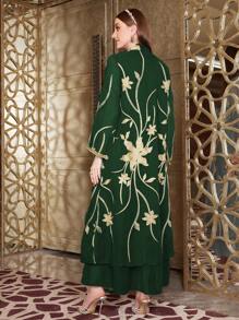 Al Najma Vestido Largo Elegante Y Holgado Para Mujer Con Estampado De Flores Doradas