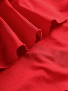 SHEIN 少女針織排褶腰帶多層連衣裙，休閒無袖綁頸裙