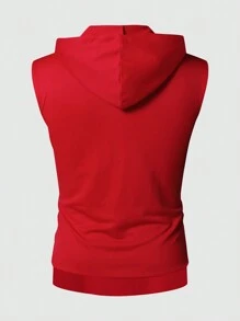 Manfinity Homme Men's Sleeveless Hooded Tank Top With Zip Closure - Red - View 2