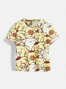 HELLO KITTY AND FRIENDS | SHEIN 男童可愛卡通印花圓領短袖t恤 - 黃色 - 查看 1