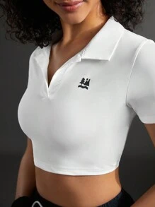 In My Nature Short Sleeve Slim Fit Polo Shirt For Outdoor Activities,Women Tennis Outfit - White - View 5