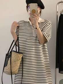 DAZY Women's Striped Loose Casual Dress Sundress