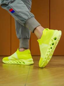 男士滑入式運動鞋,輕巧休閒圓頭街頭風格大學時尚運動鞋 - 綠色 - 查看 3