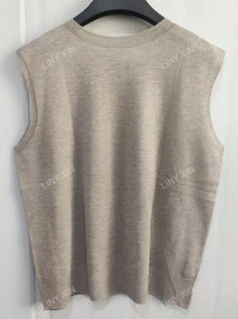 Débardeur Sans Manches À Col Rond De La Nouvelle Technologie Haut De Gamme Pour L'été, Haut De Réservoir À La Mode Pour Femme En Couleur Unie Printemps/été