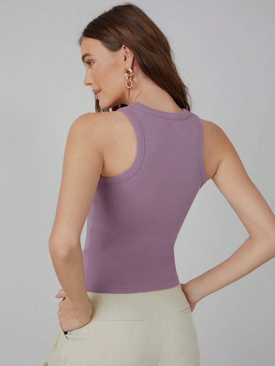 MOTF PREMIUM 修身掛脖上衣 - 紫丁香色 - 查看 2