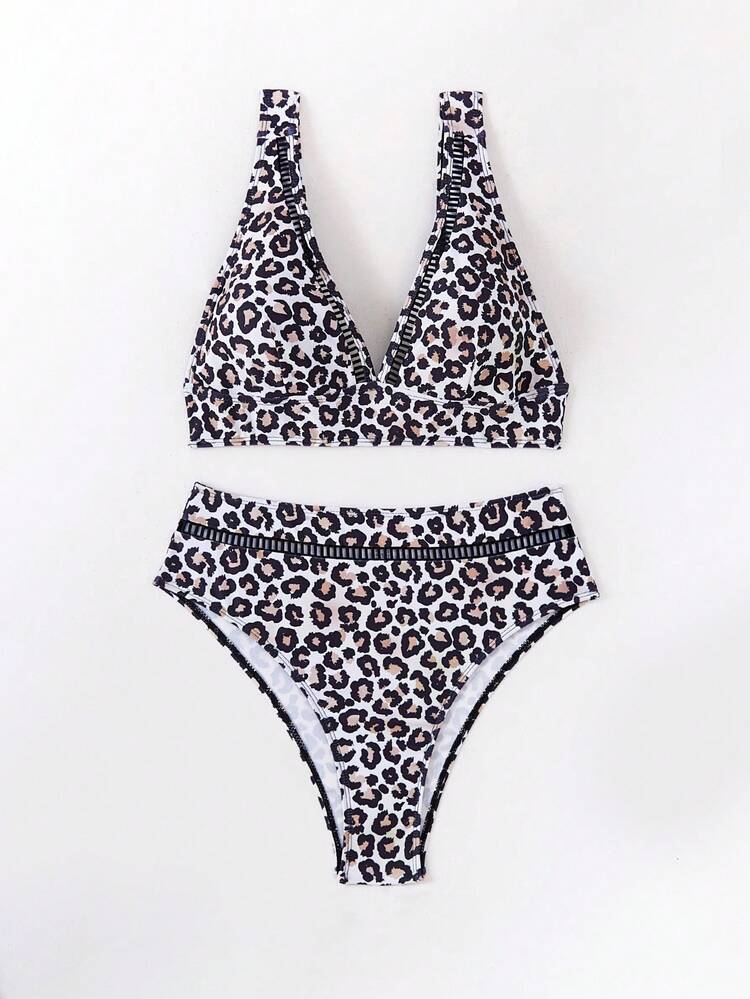 Women's Leopard Printed Bikini Set,Summer Beach
