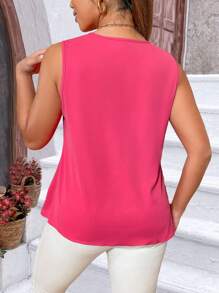 Celure Grote maten Vrouwen Effen kleur Voorkant Gedraaid Knoop Mouwloze blouse