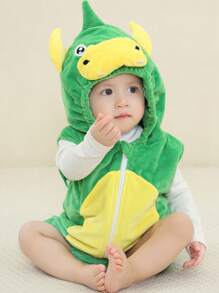 Bộ đồ liền thân không tay có mũ trùm đầu khủng long màu xanh lá cây cho bé trai - Nhiều màu - Xem 6