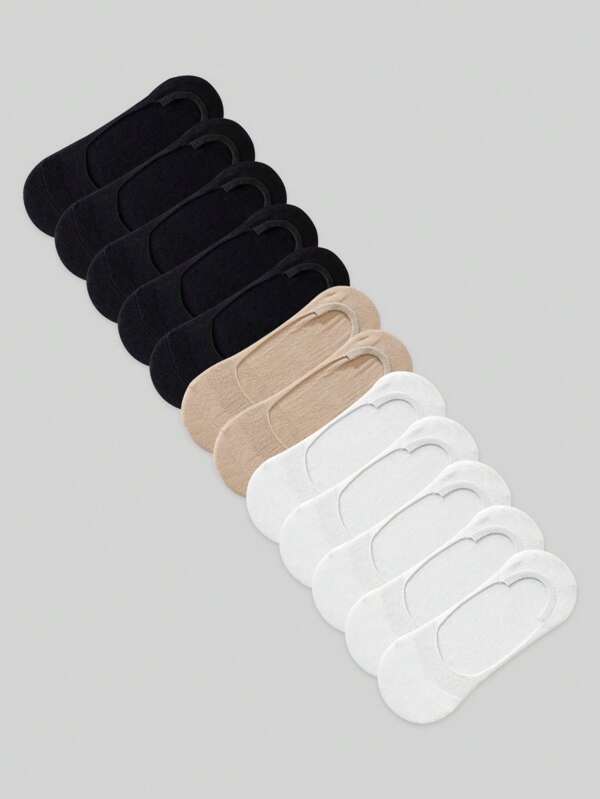 ROMWE 12 Paires De Chaussettes Invisibles Pour Femmes De Couleur Unie, Chaussettes Courtes À La Mode Et Polyvalentes Pour Le Printemps Et L'été