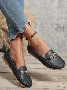 Comfortable Loafers Women's Spring/Autumn Thick Bottom Flat Bottom Shoes Casual Soft Bottom Fashionable Shoes - Black - View 6