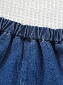 Baby Girl Colorblock Tank Top And Cherry Embroidery Skirt Set - Blue - View 8