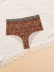 1pc Plus Size Leopard Print Seamless Women's Underwear