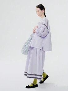 Chemise À Manches Longues Violettes Brumeuses Pour Le Début Du Printemps De Femmes - Parme - Voir 3