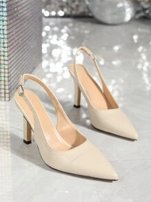 Gợi cảm & Đúng mốt Màu be Kiểm tra Mẫu Giày cao gót Giày dép Đối với phụ nữ , 9cm Gót chân Chiều cao Với Trở lại Dây đeo Thiết kế , Hoàn hảo Đối với Giải trí Mặc In Mùa Xuân Và Mùa thu - Màu be - Xem 4