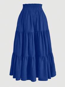 Floral Print Tiered Ruched Elastic Waist Vacation Skirts