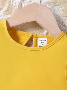 Elladie kids 少女羽毛装饰上衣搭配牛仔效果裤子