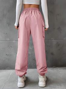 SHEIN Unity Calça Cargo Casual Solta Feminina Fashion - Rosa chiclete - Visão 2