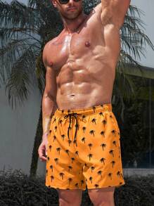 Surfspeed 男士棕櫚樹印花束腰海灘短褲