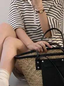 DAZY Women's Striped Loose Casual Dress Sundress