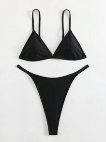 Swim SXY Women's Micro Bikini Swimwear Set, For Summer Beach Vacation - Black - View 4