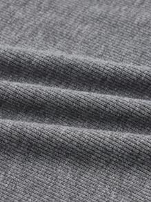 SHEIN BASICS 羅紋針織素色T恤 - 灰色 - 查看 9