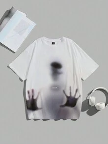 Camiseta Impresa Para Hombres Con Silueta Borrosa - Multicolor - Ver 1