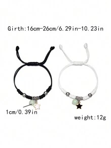 2入組發光夫妻星手工編織手鍊